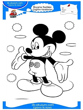 Çocuklar İçin Mickey Mouse Boyama Sayfaları 